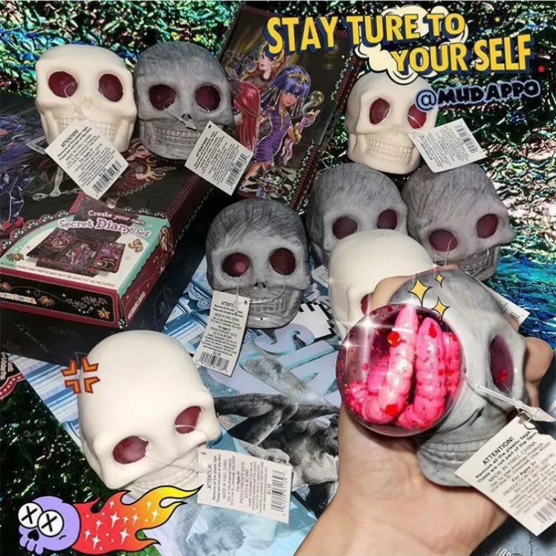 

Funny’s Vent Decompression Toy Cosplay Gothic Squeeze Skull Toy Daily Fidget Stress Relief Kneading Halloween Festival Cute Gift