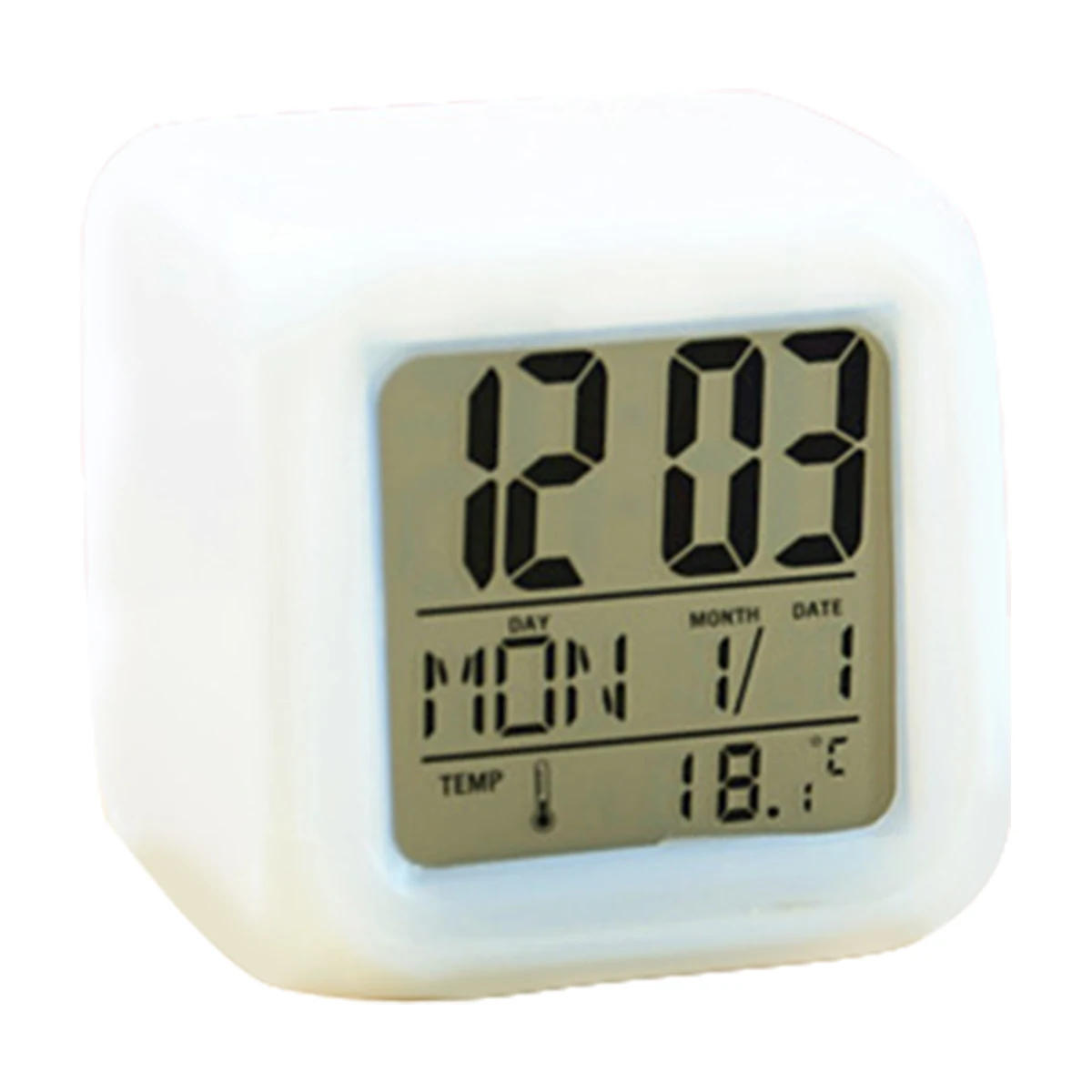 Mini Desk Cube Clock With Colorful Lights And Multiple Modes Multifunctional Glow Desk Clock Battery