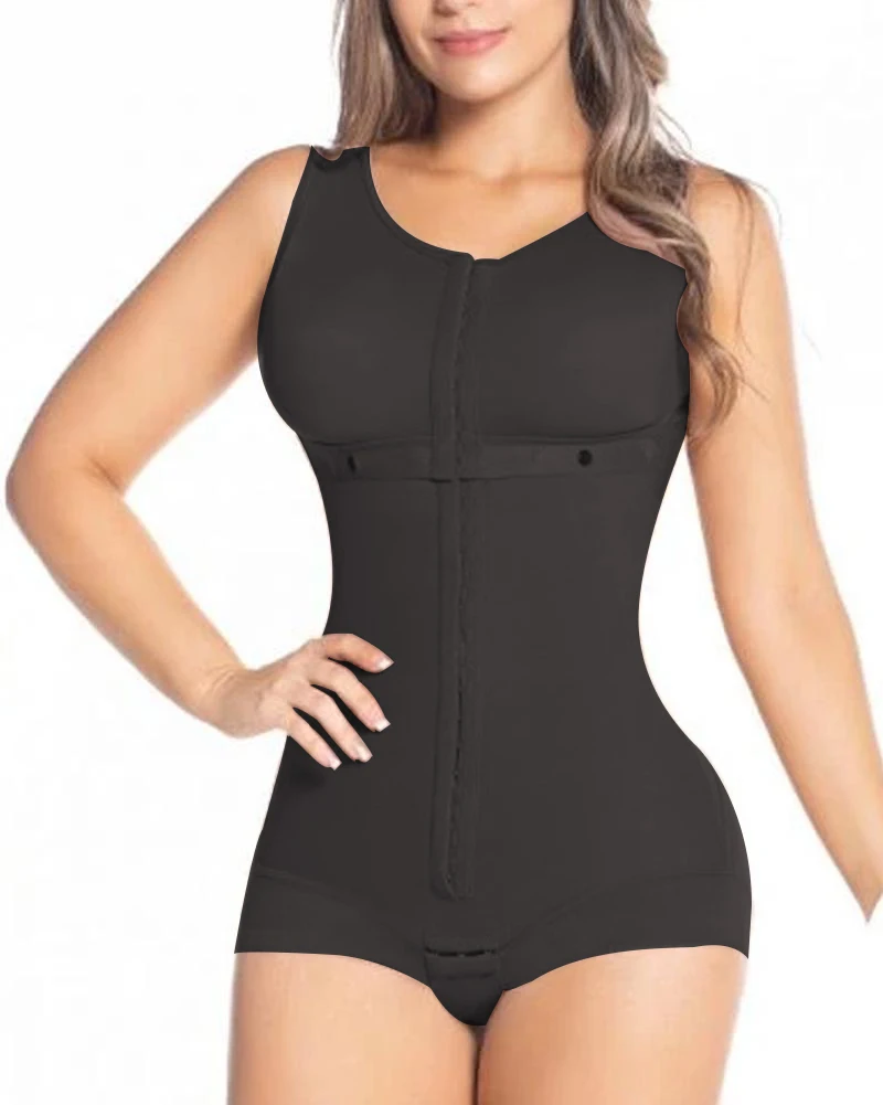 Women'S Shapewear Hook And Eye Closure Breast Support Tummy Control Triangle Bodysuit Bodyshaper