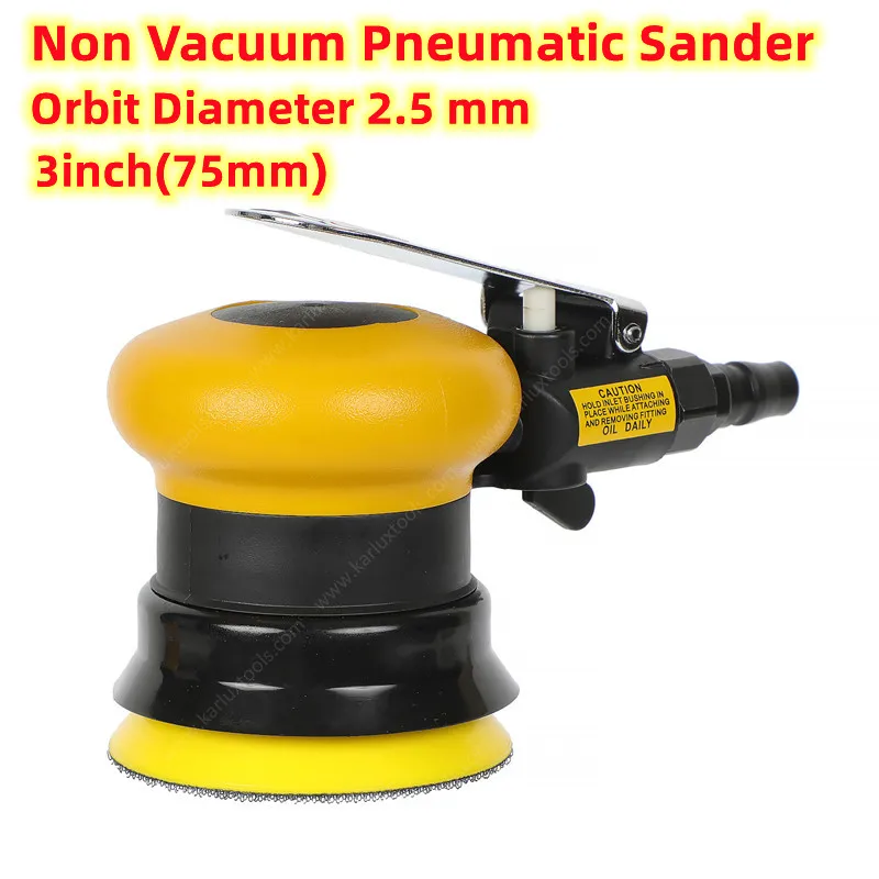 3inch(75mm)Eccentric 2.5mm Non Vacuum Air Random-Orbit Sander Machine,Palm Buffer Low Noise Dual Action Pneumatic Polishing Tool