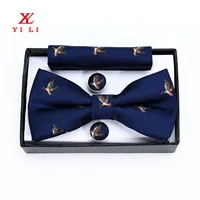 New bow tie cufflinks small square towel gift box set men's wedding bow tie