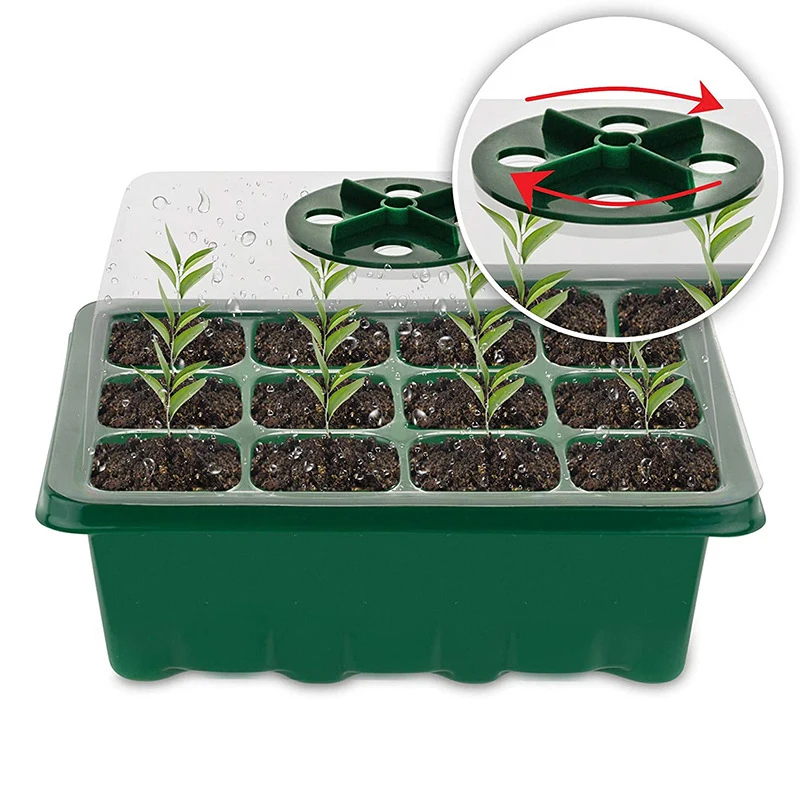 

12 Holes Seedling Trays Seed Starter Starter Plant Flower Grow Box Propagation For Gardening Grow Starting Germination Box