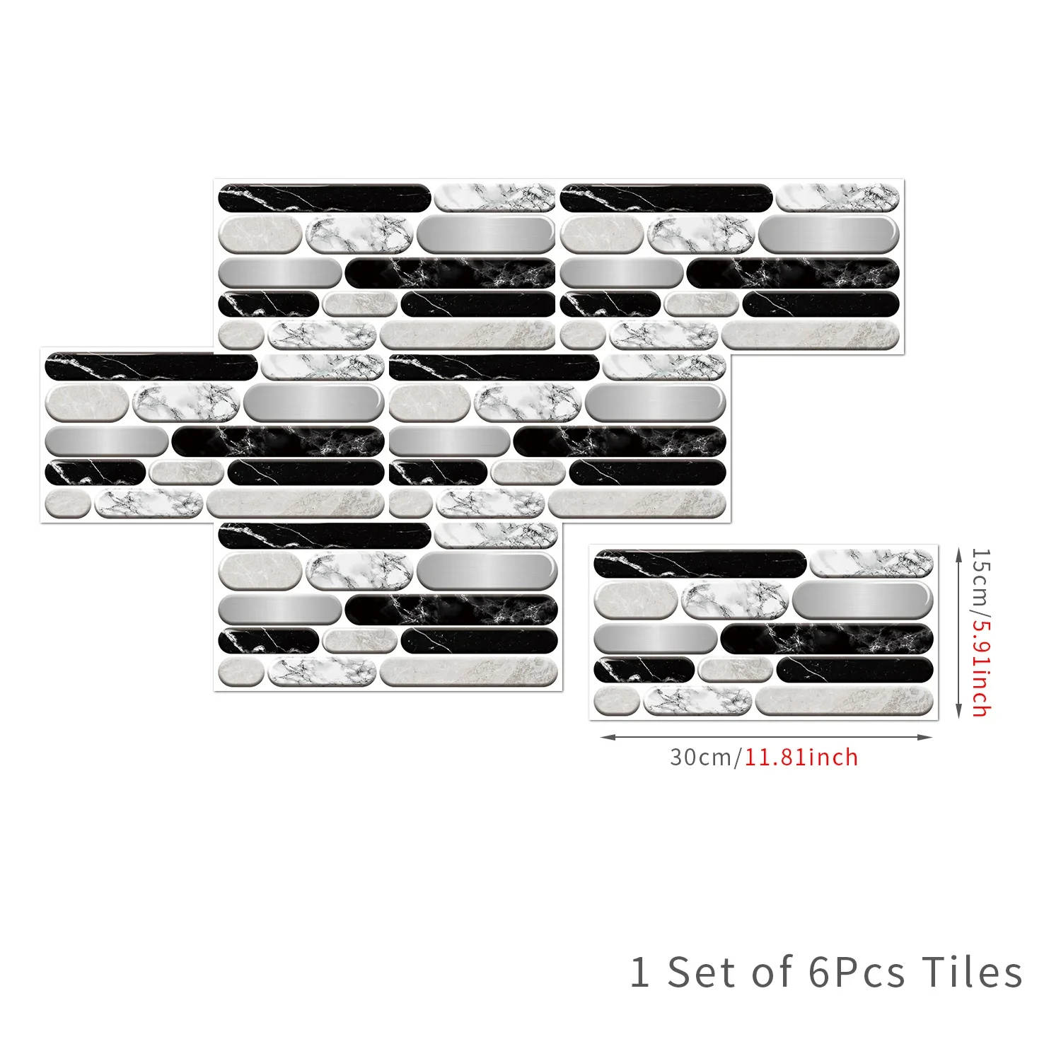 Водостойкая самоклеящаяся съемная 3D DIY современная серовато-белая мраморная