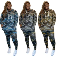 elijoin hoodie 2 piece womens camouflage printed knitted fashion casual suit plus size womens two piece suit