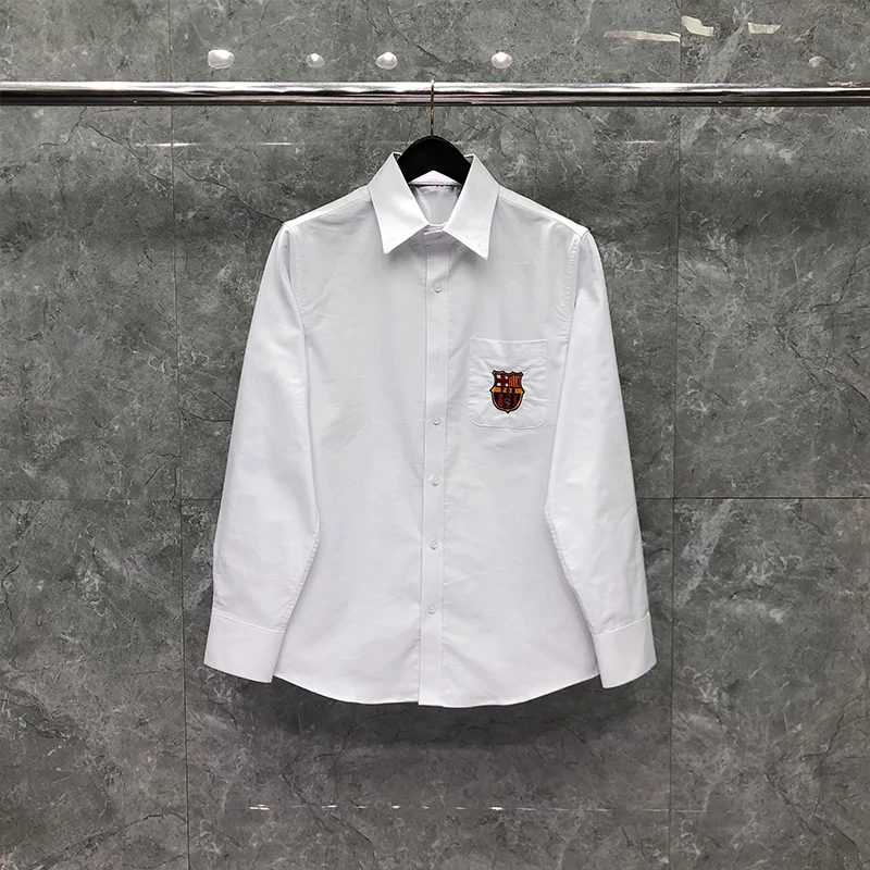 Autunm TB THOM Shirt Spring Fashion Brand Men's Shirt Badge Embroidery On Pocket Casual Cotton Oxford Custom Wholesale TB Shirt