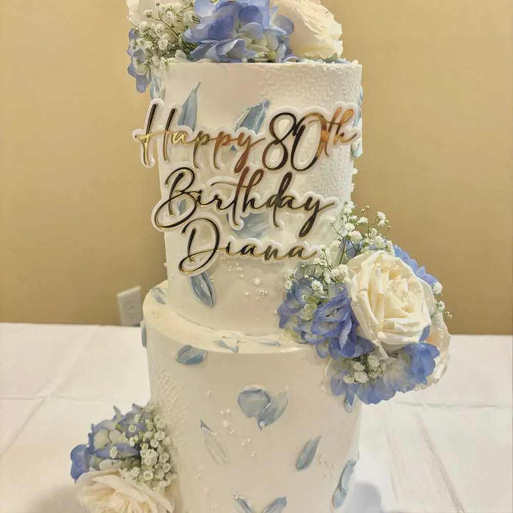 Персонализированное Двухслойное акриловое украшение для торта с именем 3d