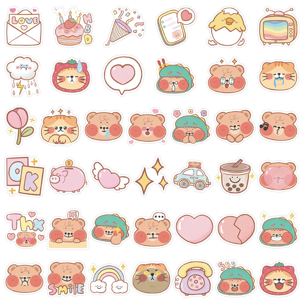 

40PCS BONNLE Bears cats Stickers Anime Stickers For Laptop Luggage Motorcycle Phone Skateboard For Kids Pegatinas