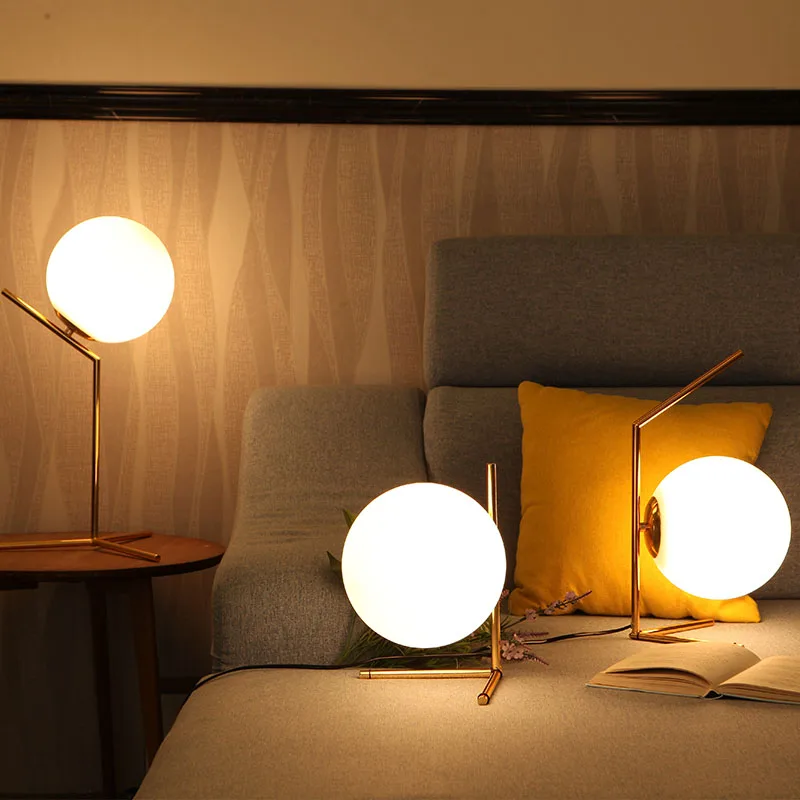 

Morden Black Gold Glass Table Lamp Study Living Room Bedroom Bedside Lamp Simple Eye Protection LED Light Fixtures Night Light