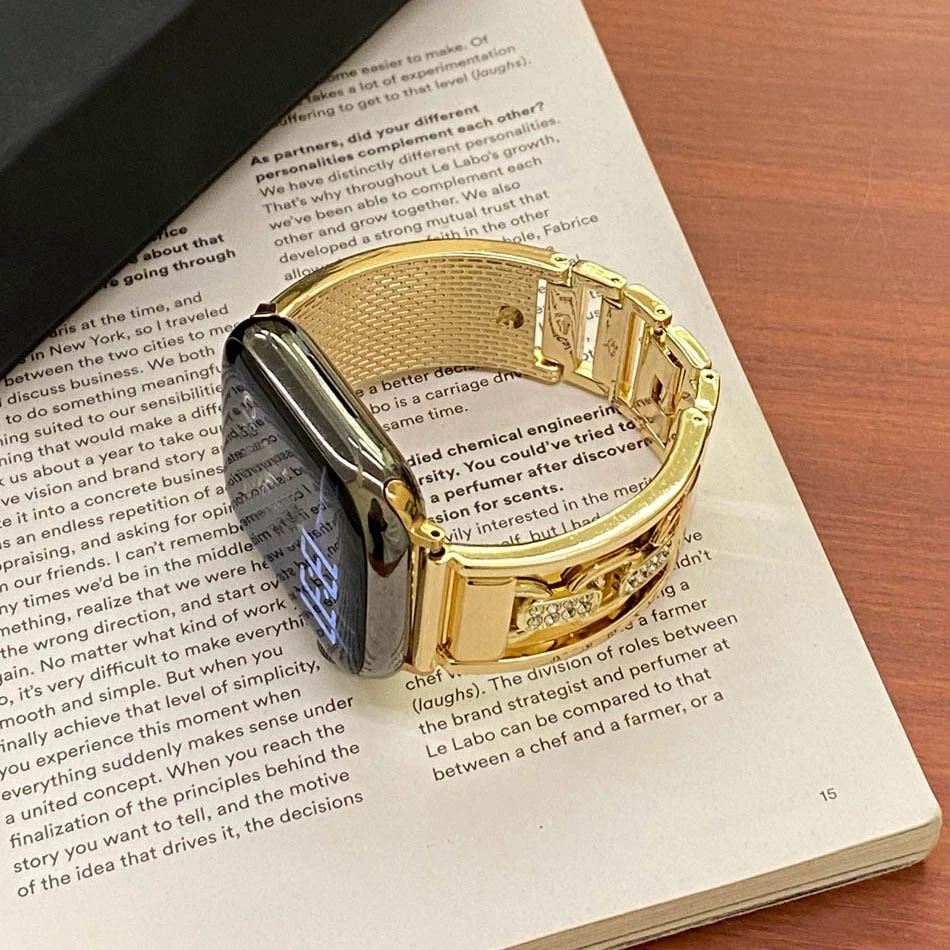 Фото Роскошный металлический ремешок-браслет с двойной петлей для Apple Watch, женский дизайнерский ремешок для часов 38–49 мм, серия 10 9 8 7 6 5 4 3 SE Ultr №4