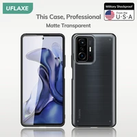 uflaxe original shockproof hard case for xiaomi 11t pro anti yellow matte transparent back cover casing