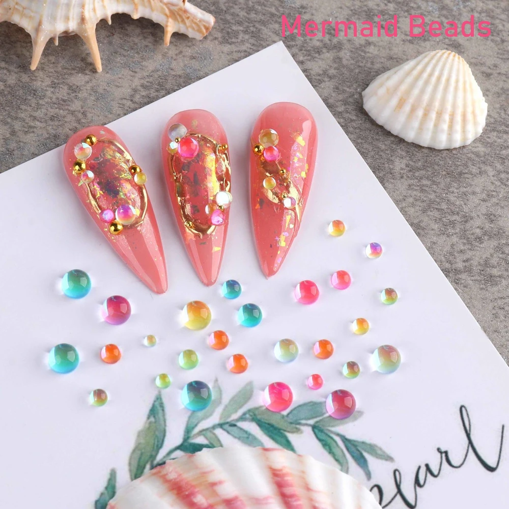 

300Pcs/Bag Nail Mermaid Beads Strass Charms Crystal Glass Dazzle Aestheticism Nail Art Decoration Shiny summer Nail Accessories