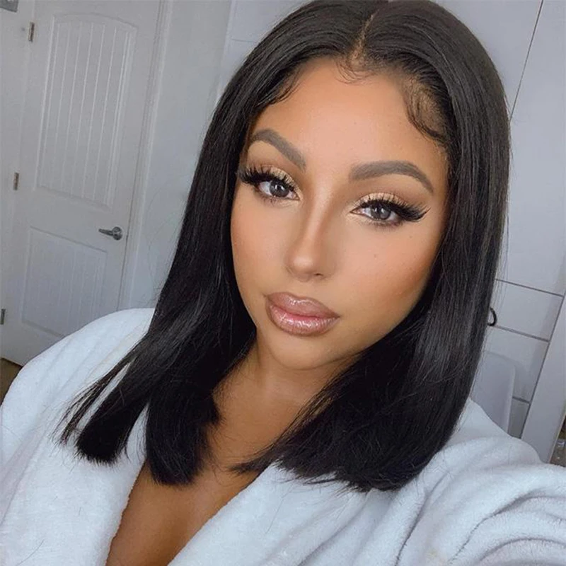 

Straight Bob Wig Lace Front Human Hair Wigs Brazilian Short Bob Wig Pre Plucked Natural Color Human Hair Lace Front Wigs 150%