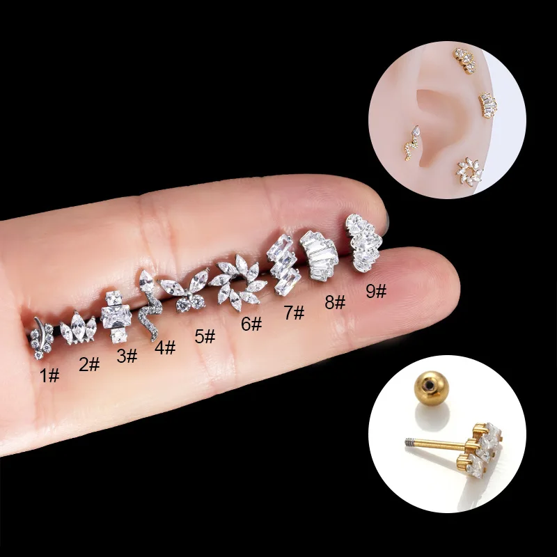 

1PC 20G 316 Stainless Steel Mini Zircon Cartilage Piercing Stud Earring For Women Helix Tragus Piercing Korea Body Jewelry