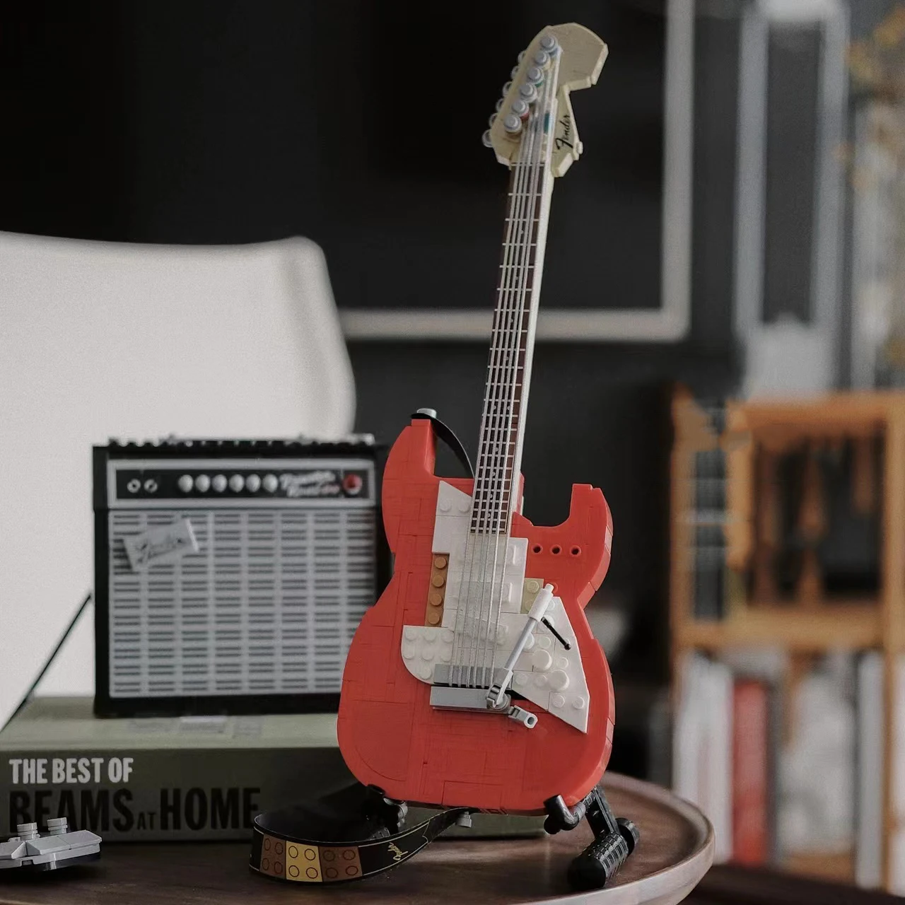 Детский креативный строительный блок Красная гитара музыкальный брызговик