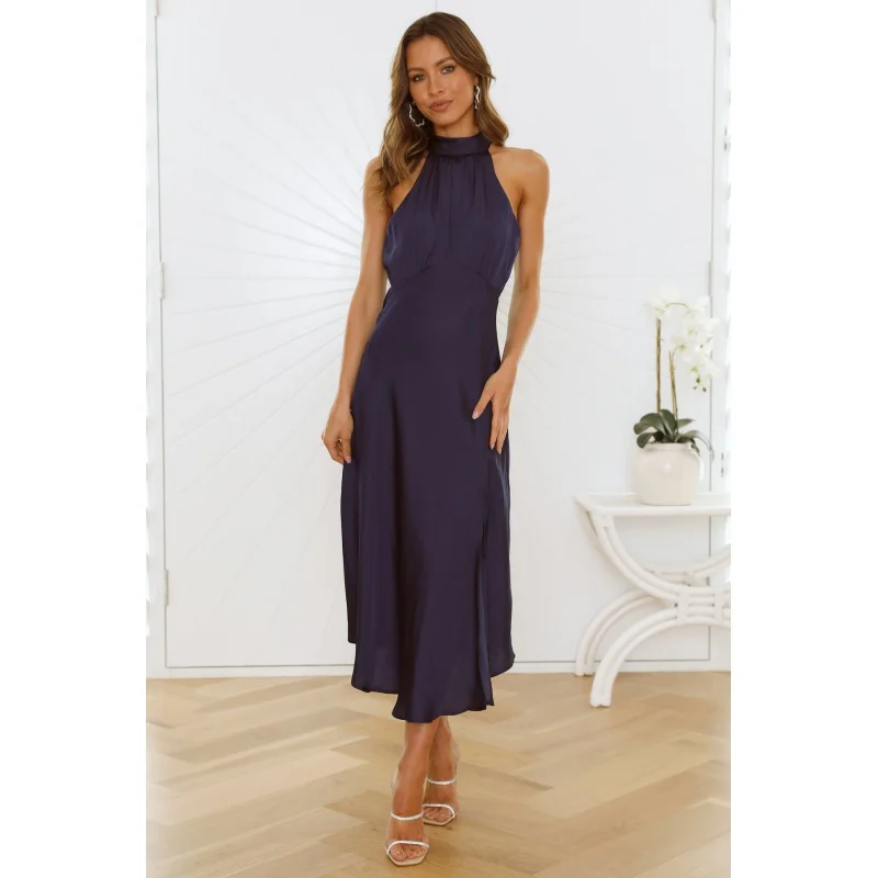 

European and American Style Women's Sexy Elegant Halter Dress Large Swing Dress