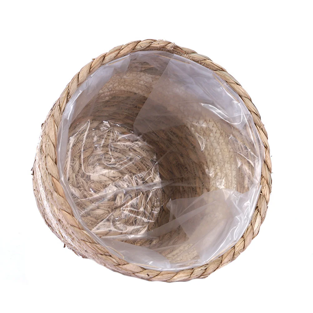 

Basket Flower Woven Seagrass Planter Pot Storage Rattan Hand Wicker Baskets Cover Rustic Straw Picnic Pots Succulent Container