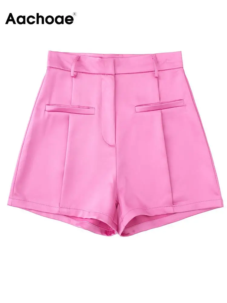 

Aachoae Women Fashion Solid Color Shorts With Pockets Casual Zipper Fly Shorts Summer Chic Shorts Mujer Pantalon