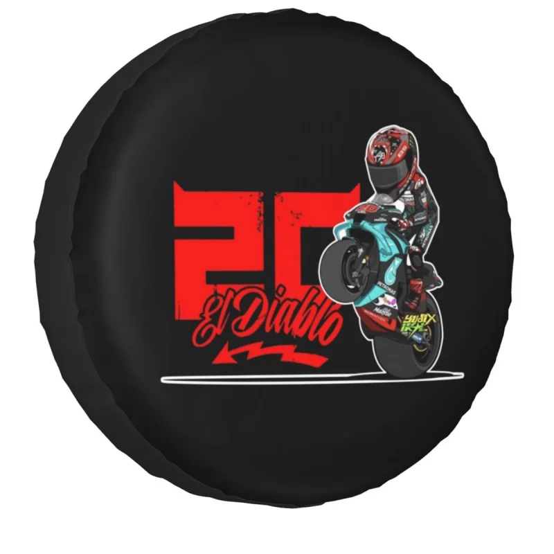 

Fabio Quartararo El Diablo 20 Spare Tire Cover for Jeep Mitsubishi Pajero Motorcycle Rider Car Wheel Protectors 14" 15" 16" 17"