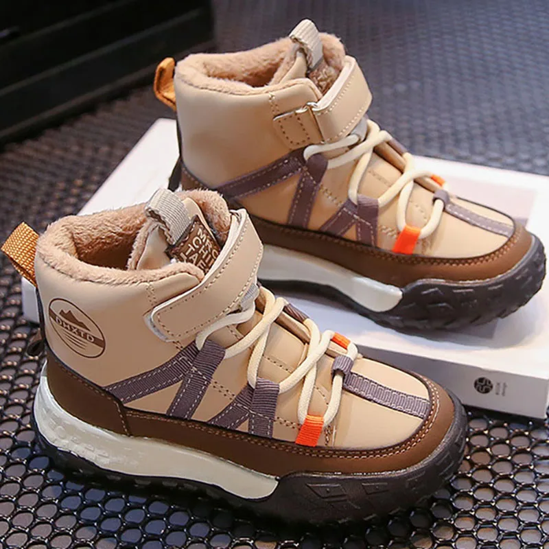 Подростковые зимние ботинки толстые теплые плюшевые нескользящая трендовая