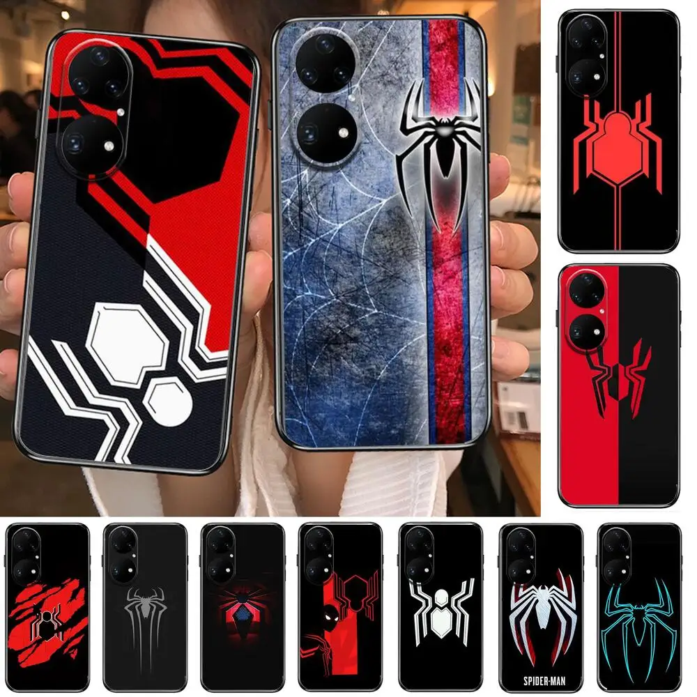 

Spider-Man LOGO Marvel Phone Case For Huawei p50 P40 p30 P20 10 9 8 Lite E Pro Plus Black Etui Coque Painting Hoesjes comic fas
