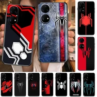 spider man logo marvel phone case for huawei p50 p40 p30 p20 10 9 8 lite e pro plus black etui coque painting hoesjes comic fas