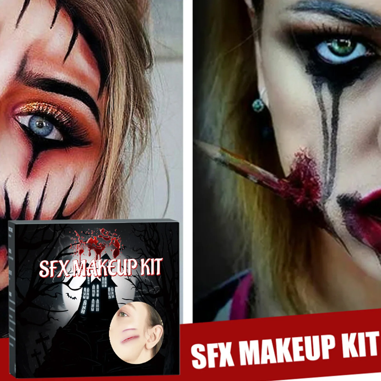 Halloween Makeup Kit Professional Face Body Paint Human Vampire Cosplay Blood Body Painting Scary Face Painting Fake Wound Scar