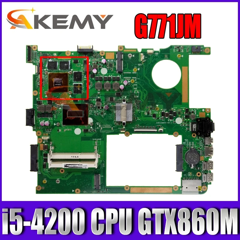 

G771JM HM86 с процессором i5-4200, GTX860M, 4 Гб, системная плата REV 2,0 для ASUS G771, G771JM, материнская плата для ноутбука 100%, протестированная