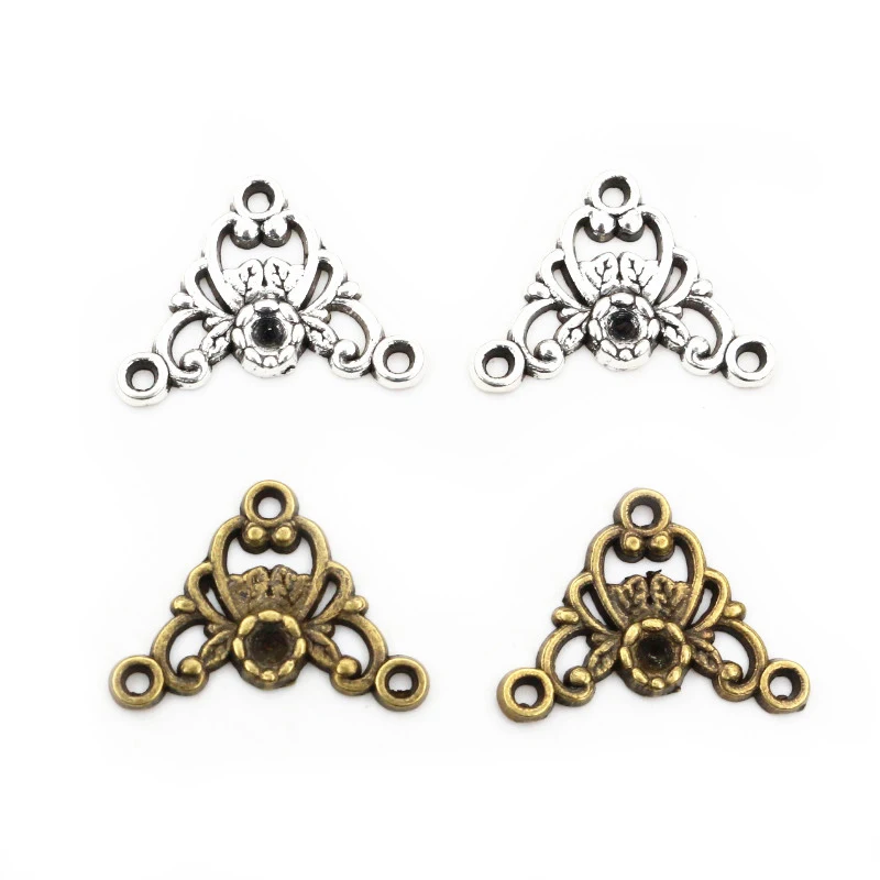 40 шт. 14x19 мм Античная Посеребренная бронзовая подвеска в форме цветка, украшение для браслета и ожерелья