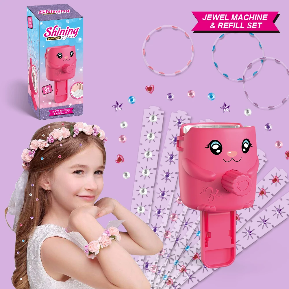 

Toys For Kids Girl 180 Gems Blingers Deluxe Set Girls Toys Pretend Play Jewel Refill Set DIY Girls Hair Styling Tool Diamond