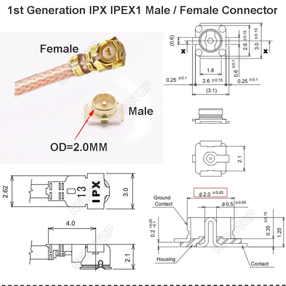 2 шт. 4-контактная печатная плата L RPSMA гнездовой разъем для u.FL/IPEX-1 гнездо RG178