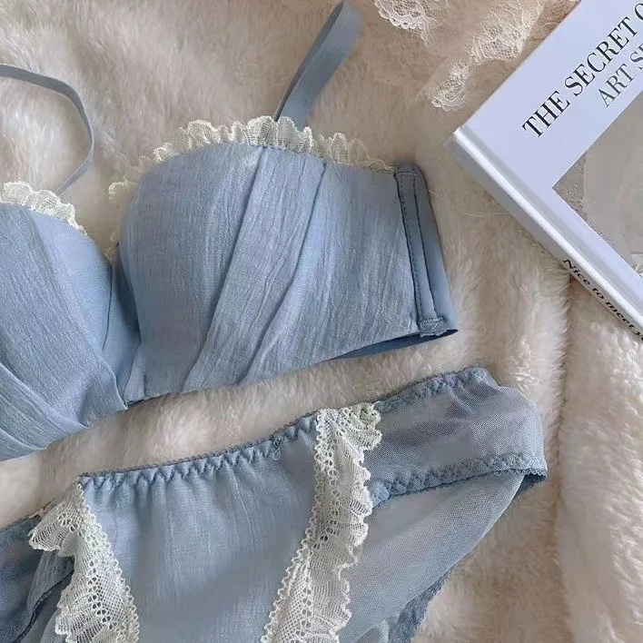 Girls' small bra set breasts gather bralette underwear women's Japanese brassiere no steel ring upper anti-sagging student's swe