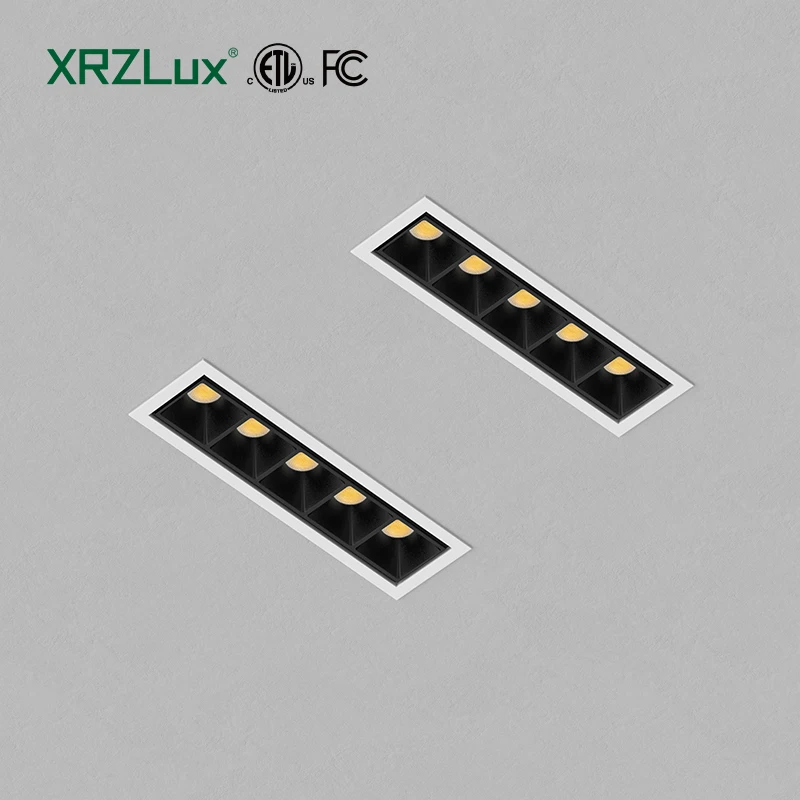 XRZLux Современный алюминиевый встраиваемый черный белый светодиодный линейный