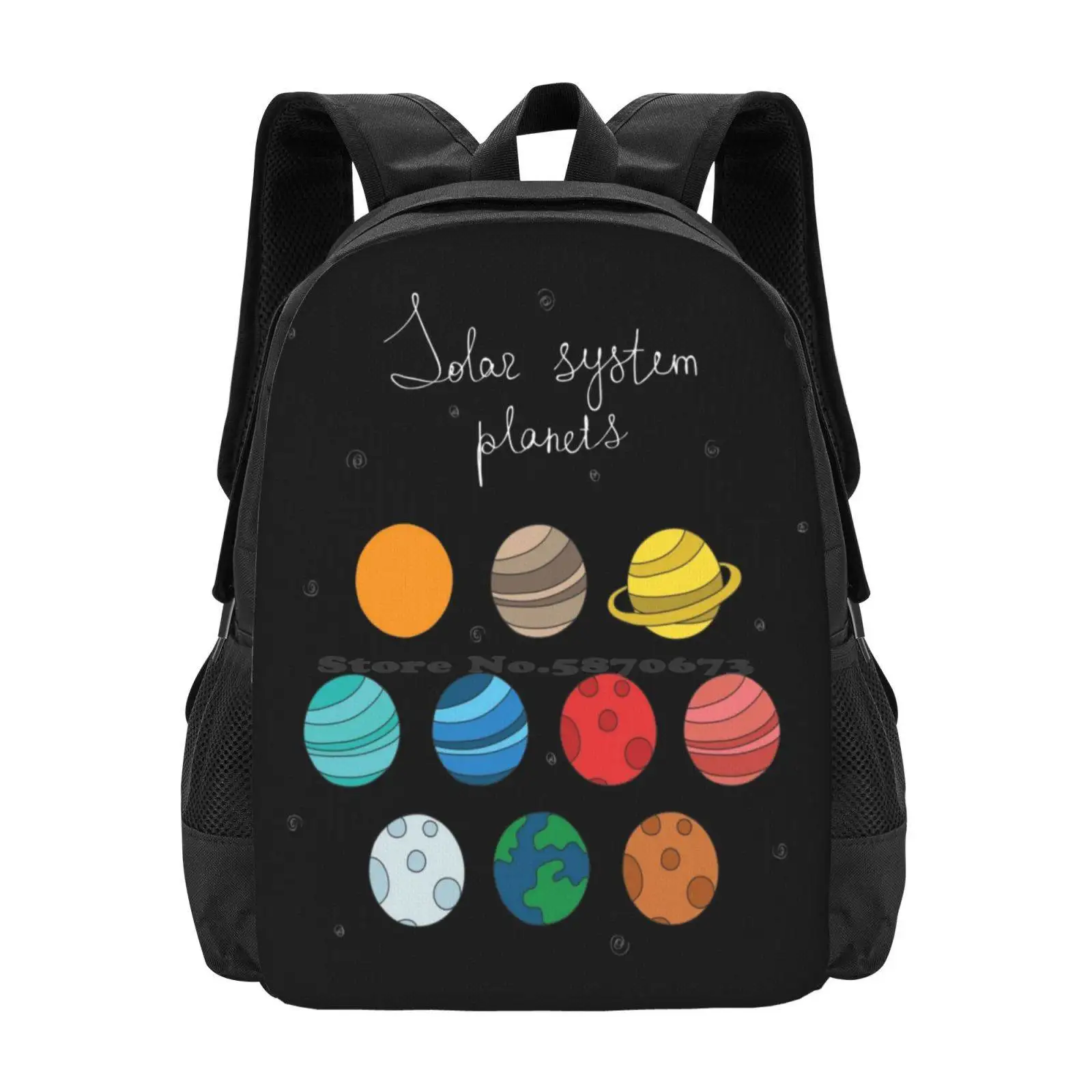 Solar System Planets. Doodle Illustration New Arrivals Unisex Bags Student Bag Backpack Science Sky Solarsystem Saturn Pluto
