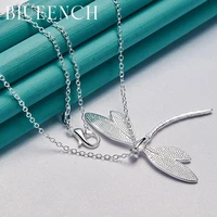 blueench 925 sterling silver dragonfly pendant 16 30 inch chain necklace for women wedding party charm jewelry