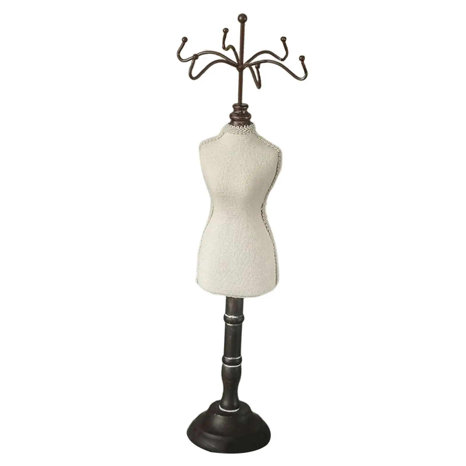 

Retro Mannequin Jewelry Organizer Stand Hanging Rack Storage Display Holder Model for Earrings Countertop Showroom Home Shelves