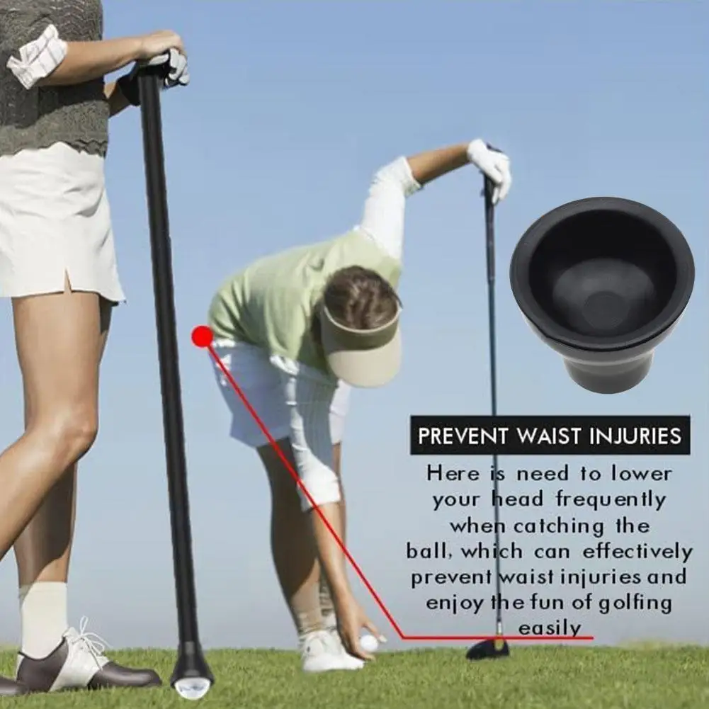 

New Black Golf Putter Sucker Finger Ball Retriever Aids up Training Golf Pick Rubber Ball I8Y2