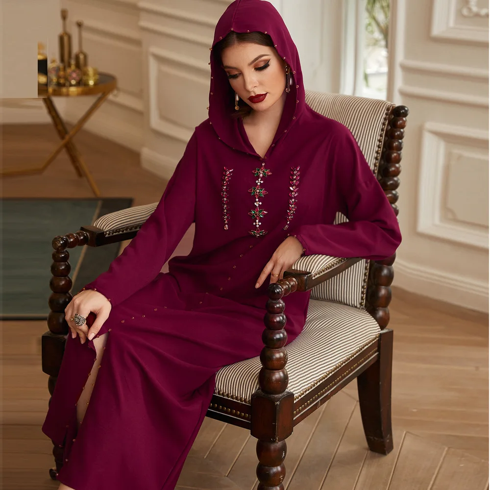 

2023 Eid Djellaba Morocco Dress Women Muslim Abaya Hooded Abayas Hijab Dubai Turkey Islam Kaftan Robe Musulmane Vestidos Ramadan