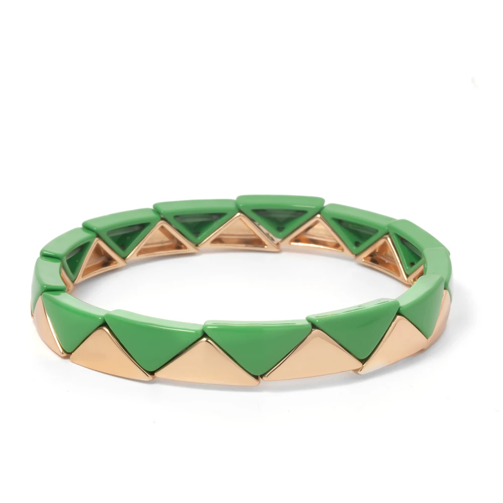 Женские эмалированные треугольные браслеты цветные бусины 2024x13 мм эластичный