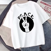 peace and love t shirts 2022 summer harajuku female tops tee oversize style clothes streetwear y2k top casual t shirt drop ship