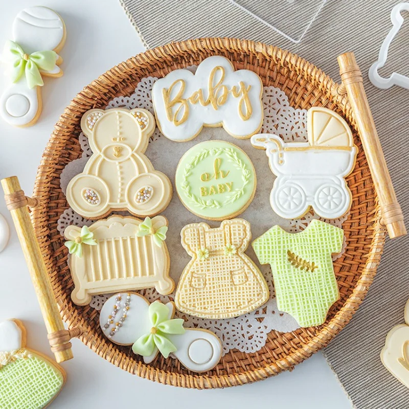 

Acrylic Baby Birthday Cookie BabyEmbossed Mold Fondant Pastry Sugar Craft Fondant Cookie Cutter Baking Mould