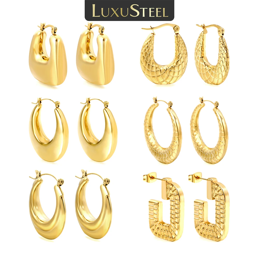 LUXUSTEEL серьги-кольца круглой формы модные геометрические женские серьги