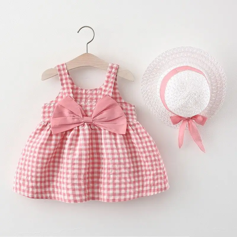 

Children's summer new skirt girls plaid cotton skirt 2022 baby girl suspender skirt