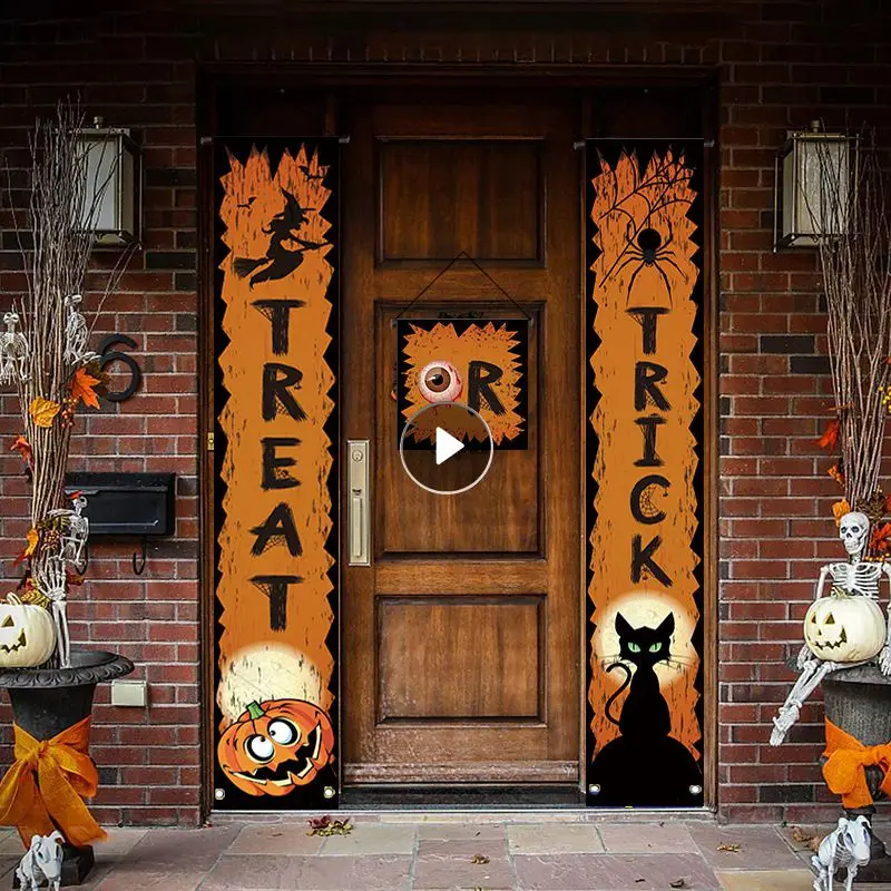 

Couplet High Quality Atmosphere Halloween Decorations Halloween Couplets Set Funny Pumpkin Decorative Couplet Not Perishable