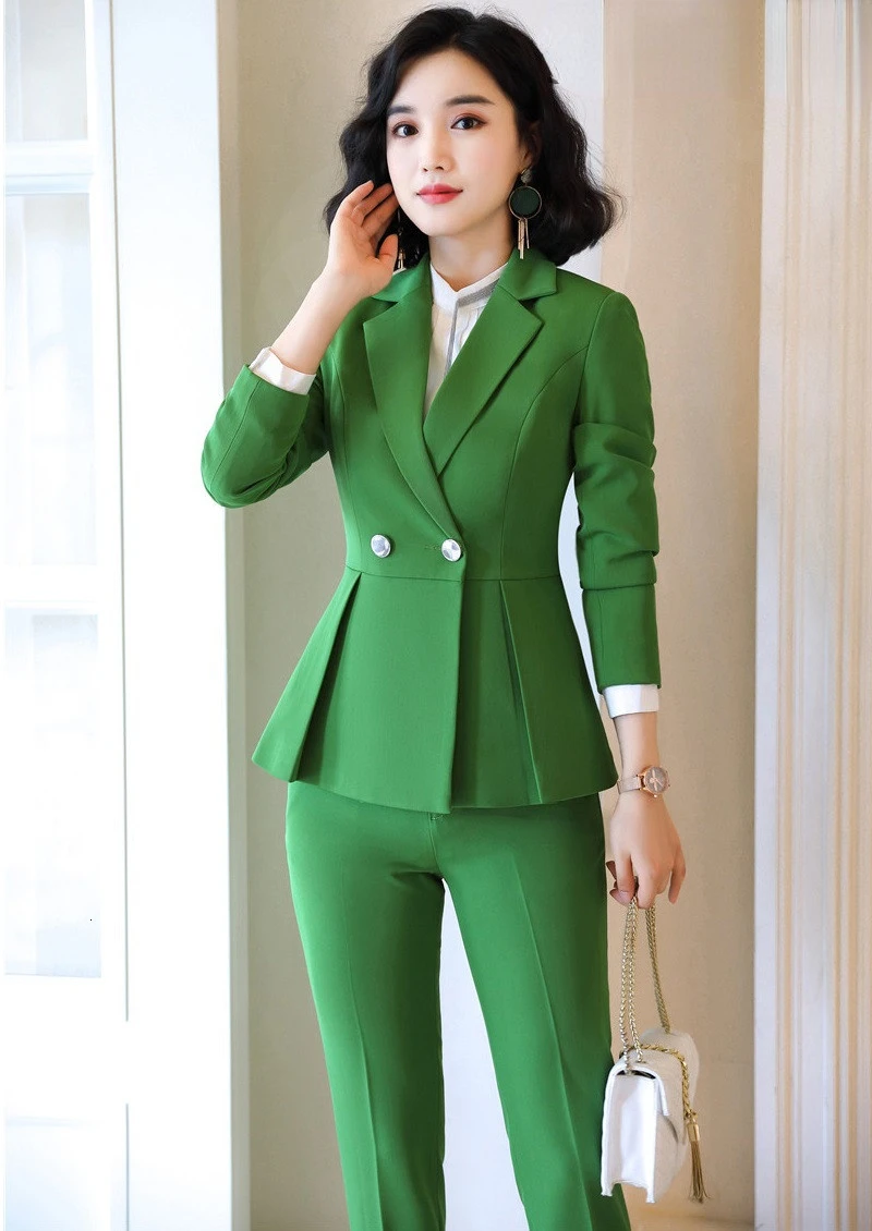 2019 Autumn Winter Formal Women Business Suits OL Styles Professional Office Work Wear Pantsuits for Ladies Blazers Pants Suits