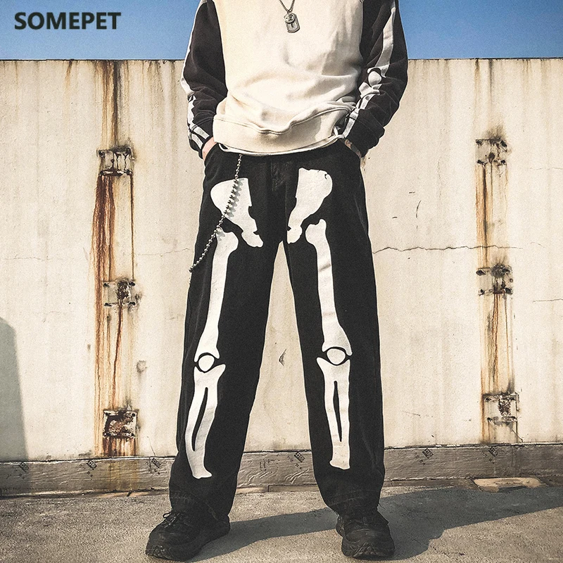 Джинсы мужские оверсайз с высокой талией брюки из денима брюки-султанки в стиле