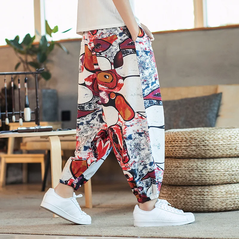 Мужские брюки новые весенне-летние тонкие свободные шаровары больших размеров