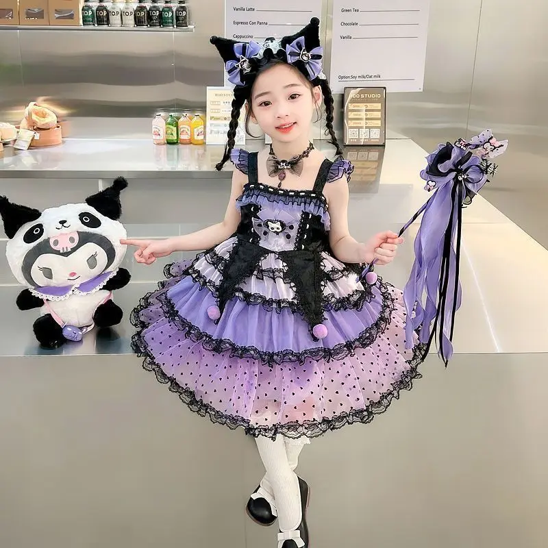 Фото Платье принцессы Sanrio для косплея на Хэллоуин, аниме-костюм Куроми в стиле Лолита, рождественский костюм, пышная юбка с крыльями и ожерельем, подарок для девочек №3