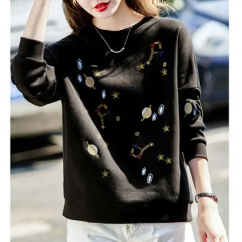 

Осень-зима 2021, хлопковый топ с вышивкой и длинными рукавами, нишевой уличный свитер, женский новый свободный японский свитер