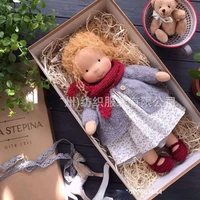 full set 30cm girl plush doll waldorf handmade soft stuffed doll girl with golden curly hair best gift for kid