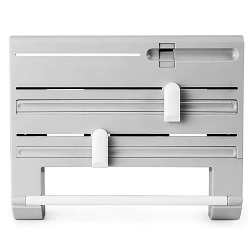 

6-In-1Kitchen Storage Rack,Multifunctional Tin Foil Cling Film Cutter,Wall-Mount Bottle Storage,Rack Paper Towel Holder